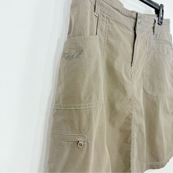 Kuhl Brown Khaki Cotton Blend A Line Performance Wear Multi Pocket Mini Skirt - Picture 8 of 15